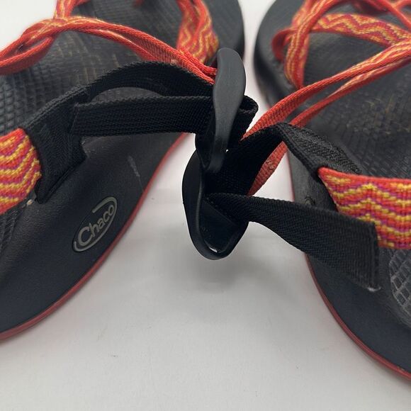 Chaco ZX2 Orange Yellow Vibram Sole Sport Hiking Toe Loop Sandals Womens‎ Sz W9 - Picture 6 of 7